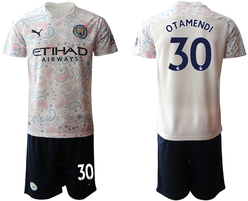Men 2020-2021 club Manchester City away #30 white Soccer Jerseys
